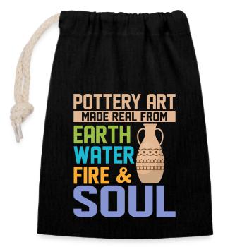 L’art de la poterie rendu réel à partir de la terre, de l’eau, du feu et ainsi de suite - Sac cadeau en coton avec cordon (14 x 20 cm) - noir - Devant