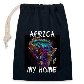 L’Afrique, ma maison 8 - Sac cadeau en coton avec cordon (14 x 20 cm) - bleu marine - Devant