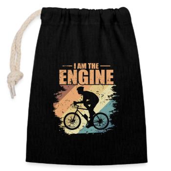 I am the Engine Fahrrad fahren Fitness - Verschließbarer Geschenkbeutel aus Baumwolle (14x20cm) - Schwarz - Vorne