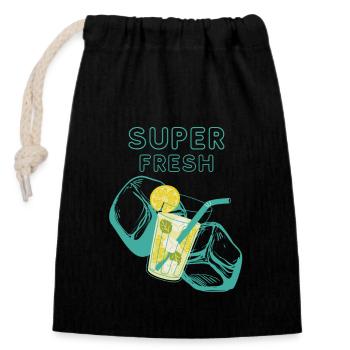 Super fresh Summer Design - Closable cotton gift bag (14x20cm) - black - Front