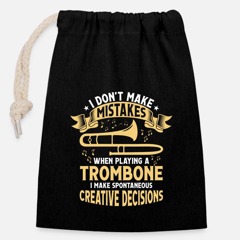 I Don't Make Mistakes When Playing A Trombone Trom - Verschließbarer Geschenkbeutel aus Baumwolle (14x20cm) - Schwarz