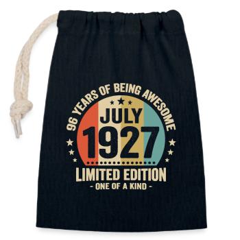 Juli 1927 96 Jahre Jubiläumsgeschenk - Verschließbarer Geschenkbeutel aus Baumwolle (14x20cm) - Navy - Vorne