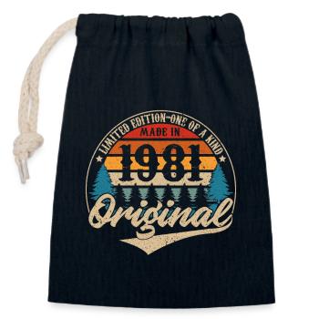 Made in 1981 Original - Closable cotton gift bag (14x20cm) - navy - Front