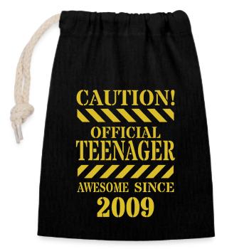 Achtung Teenager génial depuis 2009 - Sac cadeau en coton avec cordon (14 x 20 cm) - noir - Devant