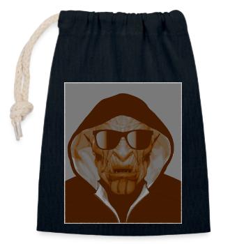 Ghetto Orc with sunglasses and hood - Closable cotton gift bag (14x20cm) - navy - Front