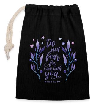 Religious Quote Christian Gift - Closable cotton gift bag (14x20cm) - black - Front