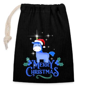 Unicorn XMAS Unicorn Christmas Unicorn - Closable cotton gift bag (14x20cm) - black - Front