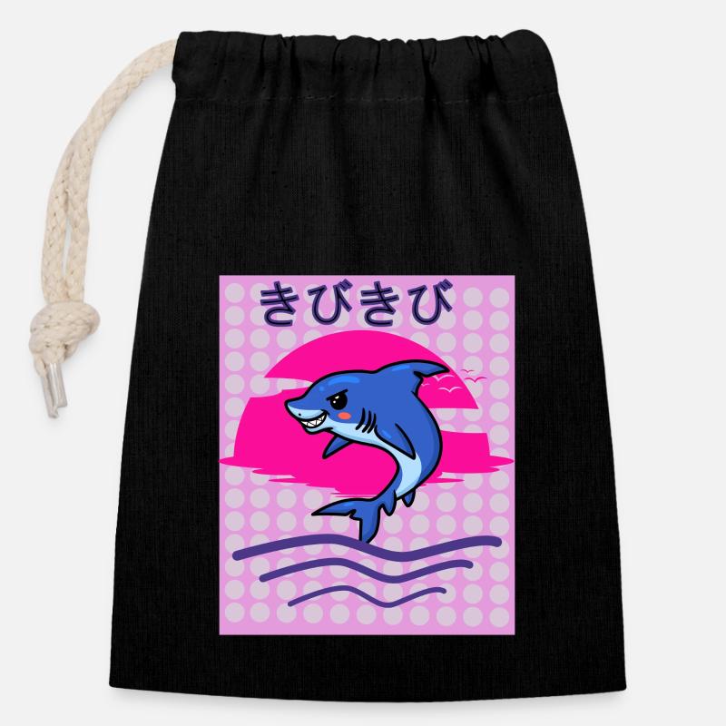 Bissig auf japanisch - Verschließbarer Geschenkbeutel aus Baumwolle (14x20cm) - Schwarz