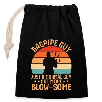 Le gars de la cornemuse juste un gars normal mais plus de souffle B - Sac cadeau en coton avec cordon (14 x 20 cm) - noir - Devant