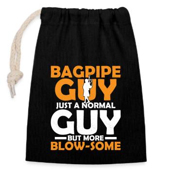 Le gars de la cornemuse juste un gars normal mais plus de souffle B - Sac cadeau en coton avec cordon (14 x 20 cm) - noir - Devant