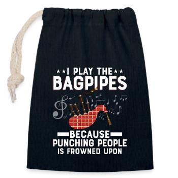 I Play The Bagpipes Because Punching People Bagpip - Verschließbarer Geschenkbeutel aus Baumwolle (14x20cm) - Navy - Vorne