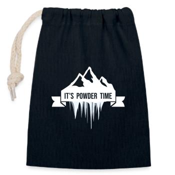 IT'S POWDER TIME - Ski Snowboard Freeriden - Verschließbarer Geschenkbeutel aus Baumwolle (14x20cm) - Navy - Vorne