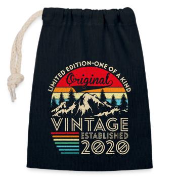 Original Vintage Établi En 2020 Anniversaire - Sac cadeau en coton avec cordon (14 x 20 cm) - bleu marine - Devant