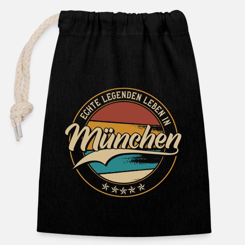 München Echte Legenden leben in Münchener - Verschließbarer Geschenkbeutel aus Baumwolle (14x20cm) - Schwarz