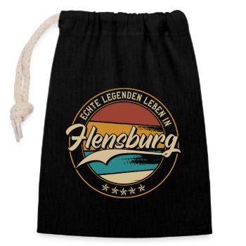 Flensburg Echte Legenden leben in Flensburger - Verschließbarer Geschenkbeutel aus Baumwolle (14x20cm) - Schwarz - Vorne