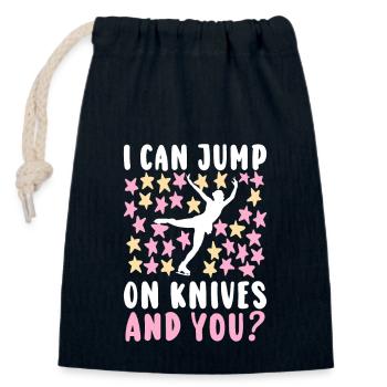Skating figure punch skates - Closable cotton gift bag (14x20cm) - navy - Front