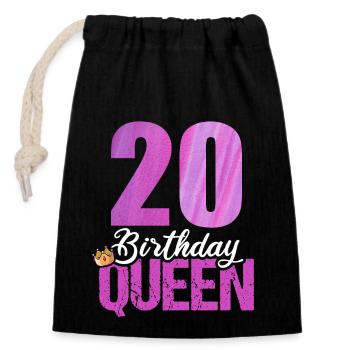 20 Years Old 20 Birthday Birthday Queen - Closable cotton gift bag (14x20cm) - black - Front