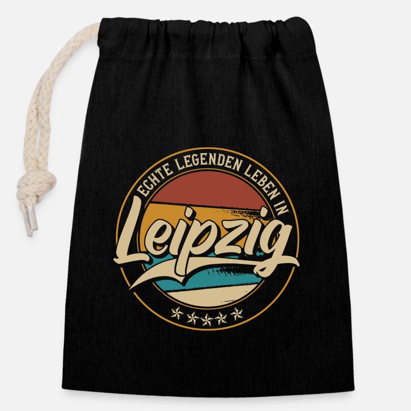 Leipzig Echte Legenden leben in Leipziger - Verschließbarer Geschenkbeutel aus Baumwolle (14x20cm) - Schwarz