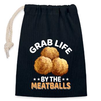 Grab Life By The Meatballs Foodie Chef Italian Hum - Verschließbarer Geschenkbeutel aus Baumwolle (14x20cm) - Navy - Vorne