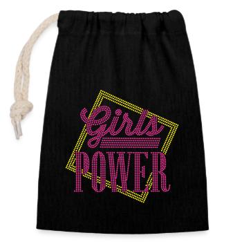 Girls Power - Closable cotton gift bag (14x20cm) - black - Front