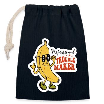 Créateur de troubles professionnel Sarcastique Banana Design - Sac cadeau en coton avec cordon (14 x 20 cm) - bleu marine - Devant