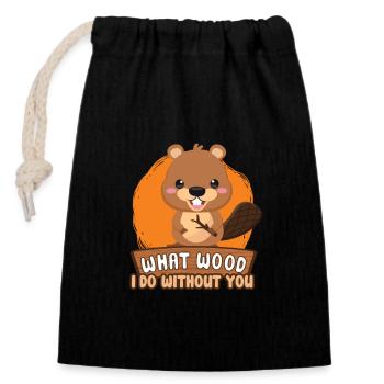 Beaver Fan Beaver Lovers Funny Beaver Gift - Closable cotton gift bag (14x20cm) - black - Front