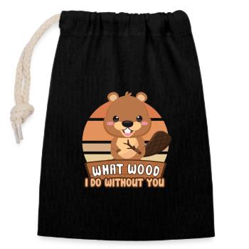 Beaver Fan Beaver Lovers Funny Beaver Gift - Closable cotton gift bag (14x20cm) - black - Front