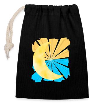 Fantaisie céleste Croissant de Lune Ciel - Sac cadeau en coton avec cordon (14 x 20 cm) - noir - Devant