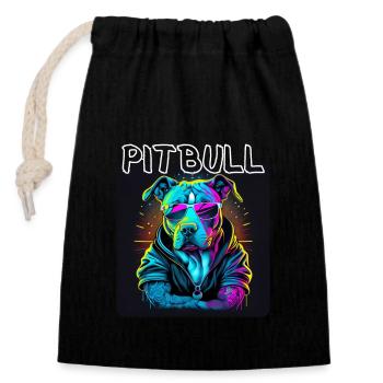 Style graffiti - Cool Pitbull 1 - Sac cadeau en coton avec cordon (14 x 20 cm) - noir - Devant