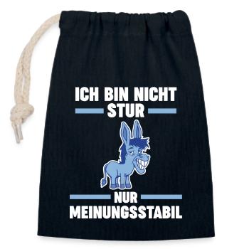 Ich Bin Nicht Stur Ich Bin Meinungsstabil Esel - Verschließbarer Geschenkbeutel aus Baumwolle (14x20cm) - Navy - Vorne