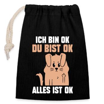 IchBin Ok Du Bist Ok Alles Ist Ok - Verschließbarer Geschenkbeutel aus Baumwolle (14x20cm) - Schwarz - Vorne