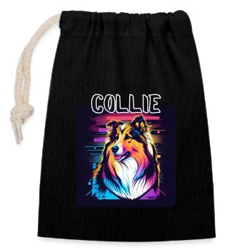 Graffiti Style - Cooler Collie 6 - Closable cotton gift bag (14x20cm) - black - Front