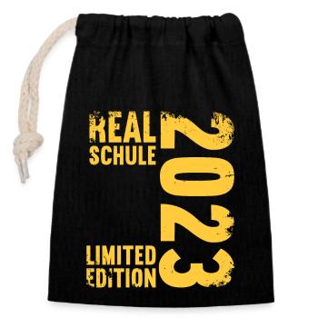 Realschule bestanden Realschulabschluss 2023 - Verschließbarer Geschenkbeutel aus Baumwolle (14x20cm) - Schwarz - Vorne