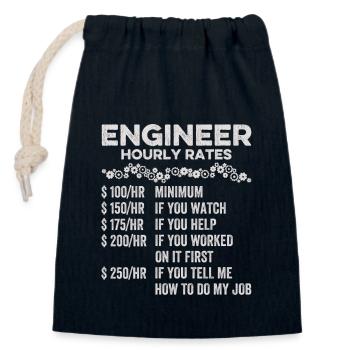 Ingénieur Taux horaire Humour Ingénierie Mécanique - Sac cadeau en coton avec cordon (14 x 20 cm) - bleu marine - Devant