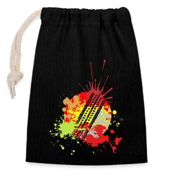 Splash Art Cricket - Sac cadeau en coton avec cordon (14 x 20 cm) - noir - Devant