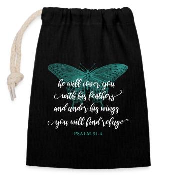 Citation chrétienne verset biblique Religieux - Sac cadeau en coton avec cordon (14 x 20 cm) - noir - Devant