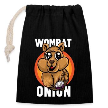 Wombat Onion - Wombat-Zwiebel - Verschließbarer Geschenkbeutel aus Baumwolle (14x20cm) - Schwarz - Vorne