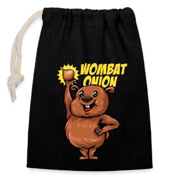 Wombat Onion - Wombat-Zwiebel - Verschließbarer Geschenkbeutel aus Baumwolle (14x20cm) - Schwarz - Vorne
