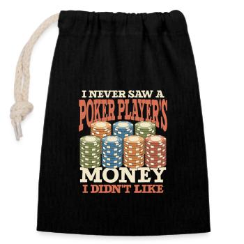 Poker Casino Joueur de poker Jeu de roulette - Sac cadeau en coton avec cordon (14 x 20 cm) - noir - Devant