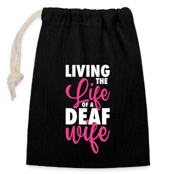 Deaf pride Hard of hearing - Closable cotton gift bag (14x20cm) - black - Front