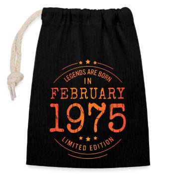 Geburtstag Februar 1975 Limited Edition Vintage - Verschließbarer Geschenkbeutel aus Baumwolle (14x20cm) - Schwarz - Vorne