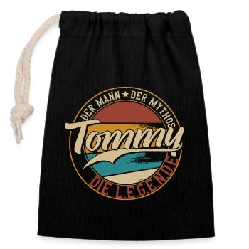 Tommy Der Mann der Mythos die Legende Geschenk - Verschließbarer Geschenkbeutel aus Baumwolle (14x20cm) - Schwarz - Vorne