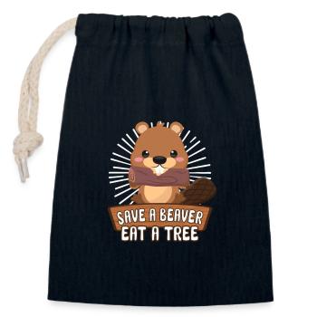 Beaver Fan Beaver Lovers Funny Beaver Gift - Closable cotton gift bag (14x20cm) - navy - Front