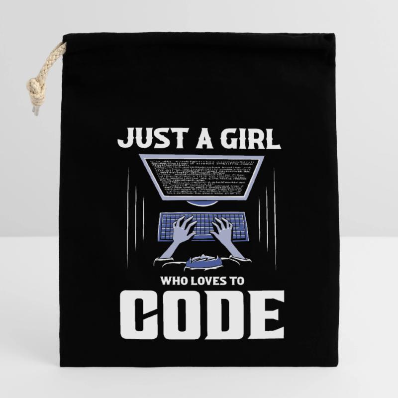 Juste une fille qui aime coder le codage logiciel Sac cadeau en coton avec cordon (14 x 20 cm)