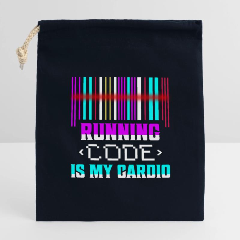 Le code en cours d’exécution est mon codage de programmeur cardio Sac cadeau en coton avec cordon (14 x 20 cm)