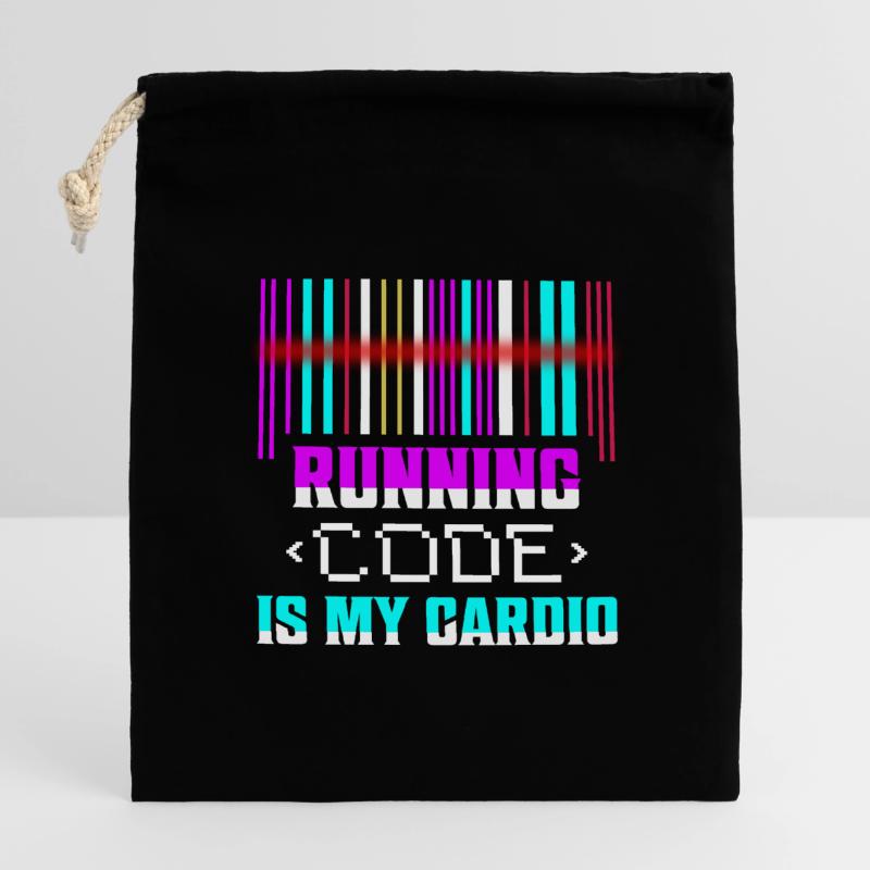 Le code en cours d’exécution est mon codage de programmeur cardio Sac cadeau en coton avec cordon (14 x 20 cm)