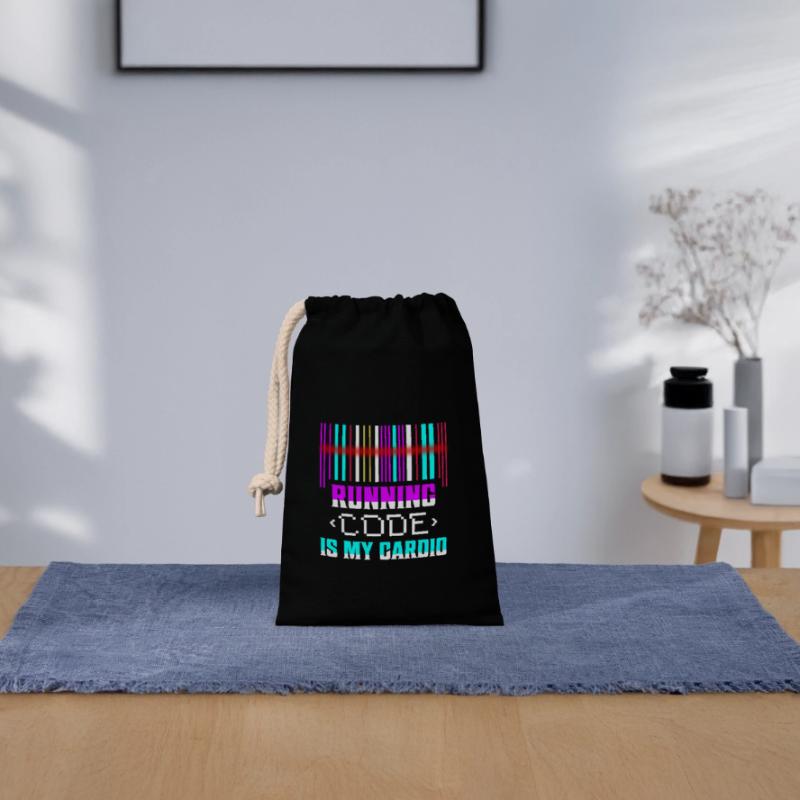 Le code en cours d’exécution est mon codage de programmeur cardio Sac cadeau en coton avec cordon (14 x 20 cm)