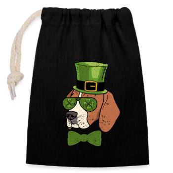 Leprechaun Beagle Shamrock Goggles St Patrick's Day - Closable cotton gift bag (14x20cm) - black - Front