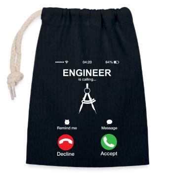 L’ingénieur appelle l’ingénierie drôle de mécanique - Sac cadeau en coton avec cordon (14 x 20 cm) - bleu marine - Devant