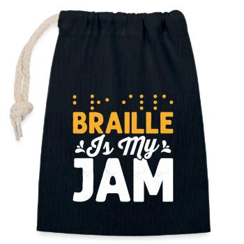 Le braille est ma cécité de confiture Points braille altérés - Sac cadeau en coton avec cordon (14 x 20 cm) - bleu marine - Devant